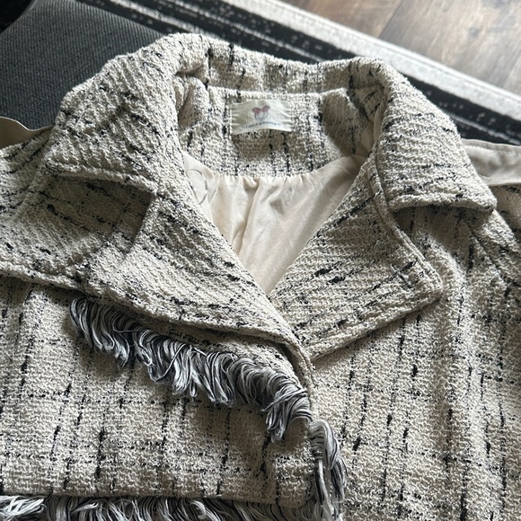 Chic Cream Tweed Kids Pea Coat - Picture 3 of 7